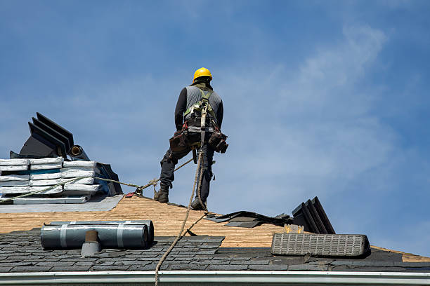 Professional Gutter Installation technician working in Monrovia, IN